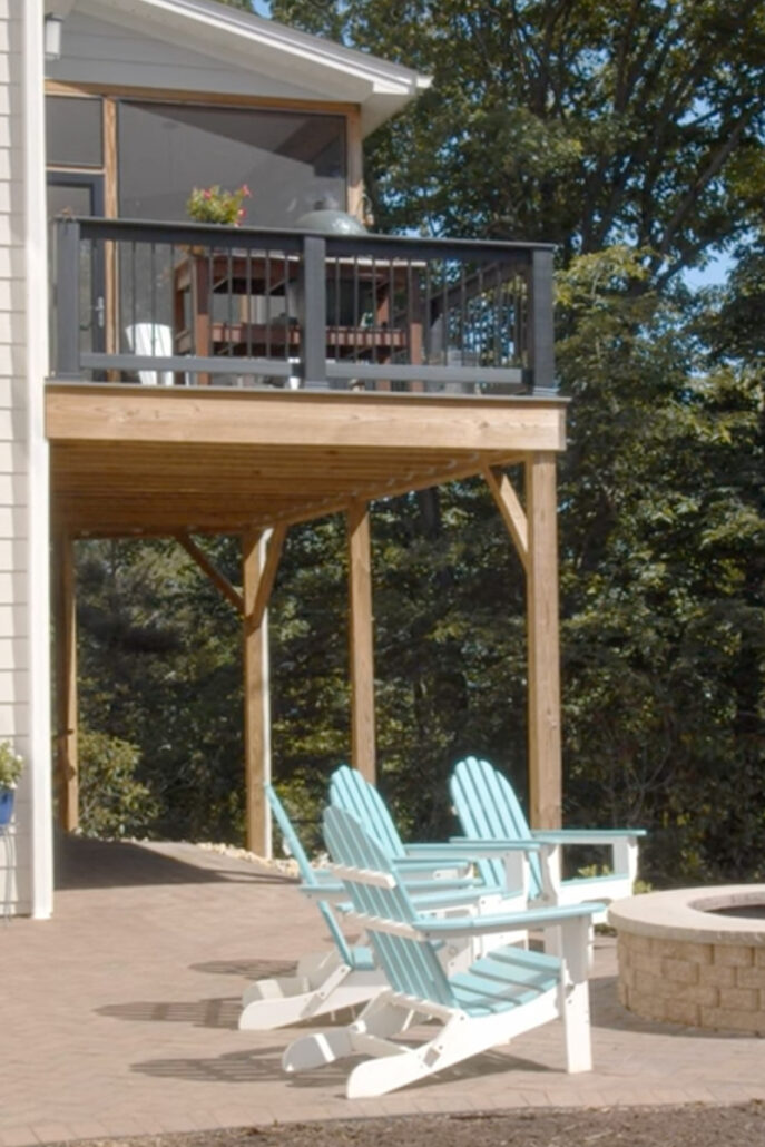 Mountainside View home deck firepit