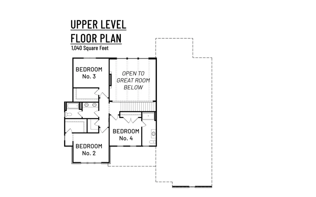 Middleburg home upper level floor plan with 2 bath